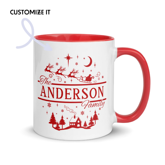 CUSTOM Family Surname Christmas Santa Color Mug