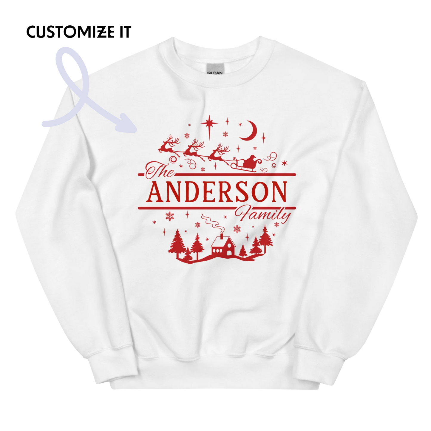 CUSTOM Family Surname Christmas Santa Crewneck Sweatshirt