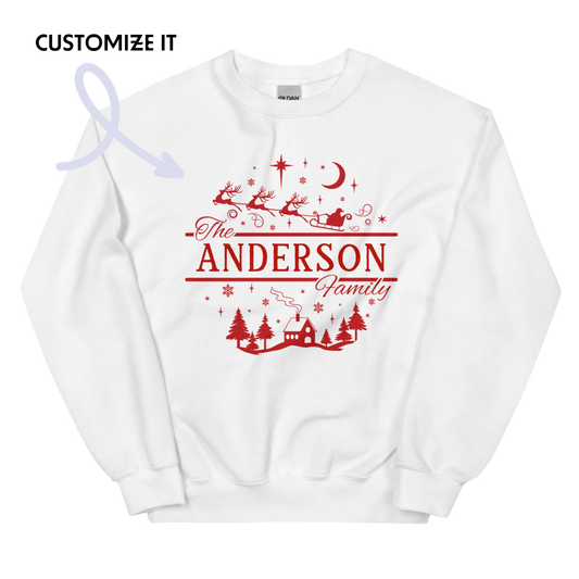 CUSTOM Family Surname Christmas Santa Crewneck Sweatshirt