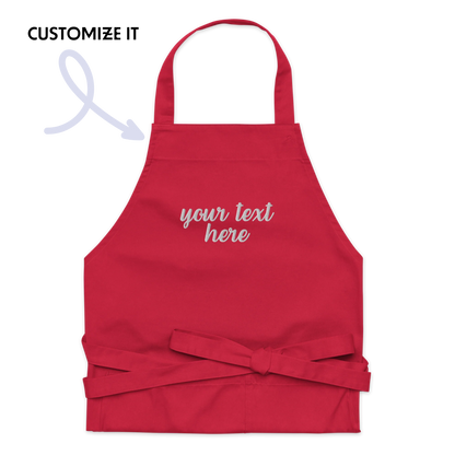 CUSTOM Your Text Cursive Embroidered Organic Cotton Apron