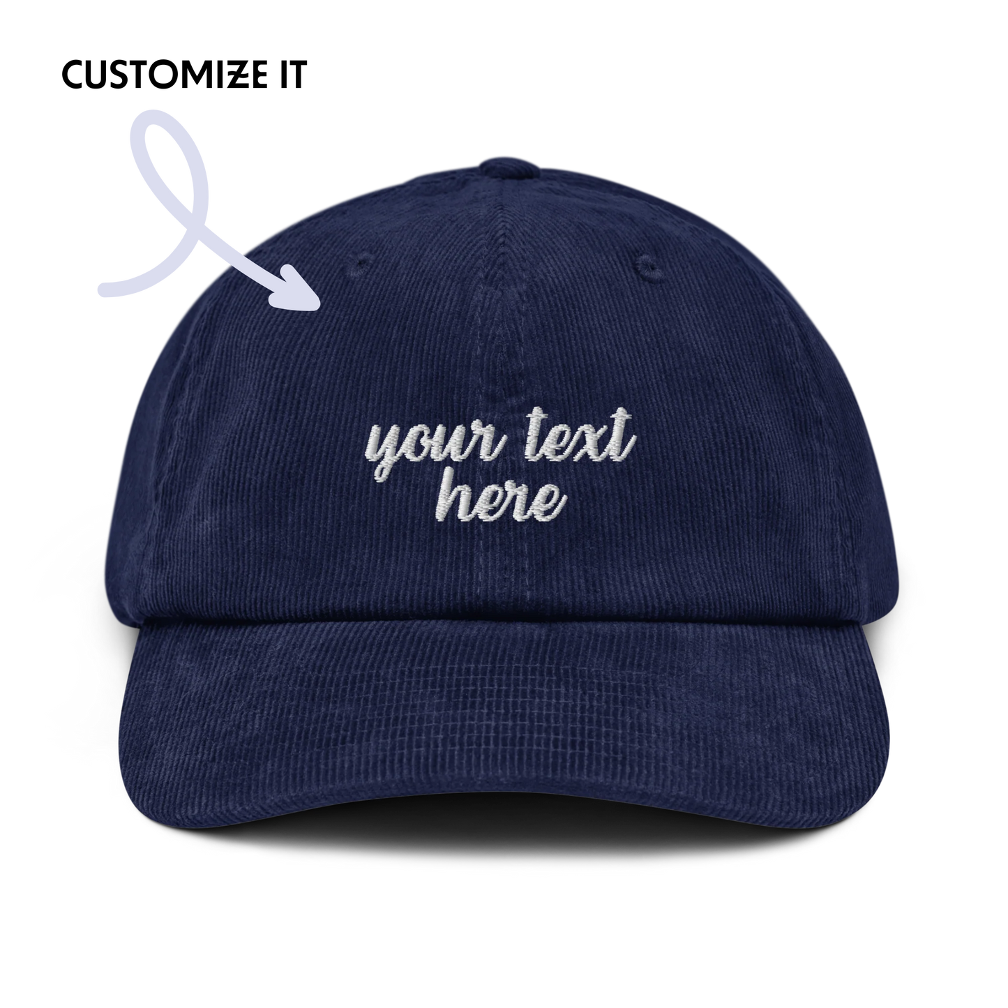 CUSTOM Cursive Embroidered Corduroy Cap