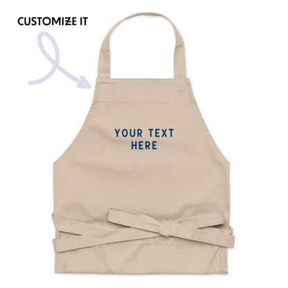 CUSTOM Your Text Embroidered Organic Cotton Apron