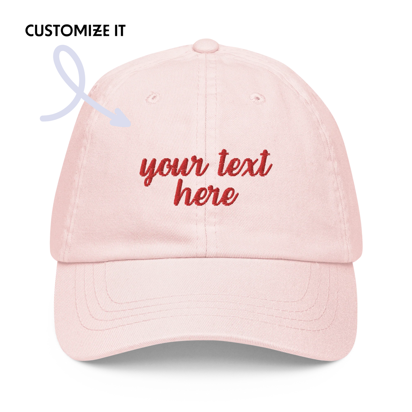 CUSTOM Cursive Embroidered Pastel Baseball Cap