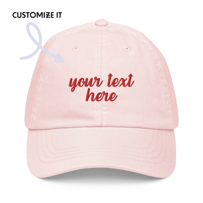 CUSTOM Cursive Embroidered Pastel Baseball Cap