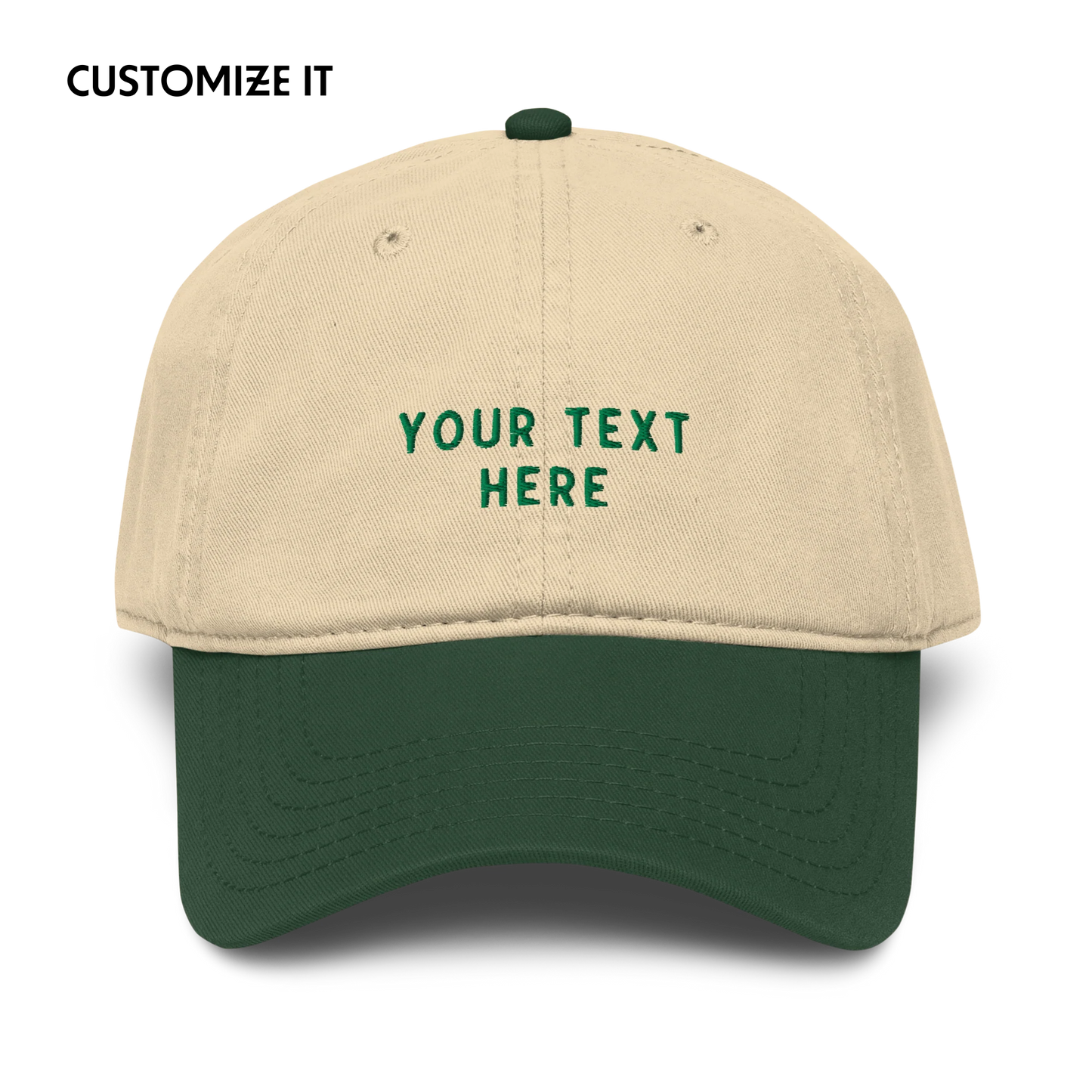 CUSTOM Your Text Embroidered Vintage Wash Baseball Cap