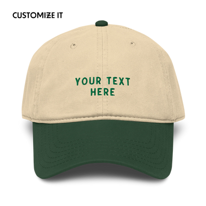 CUSTOM Your Text Embroidered Vintage Wash Baseball Cap