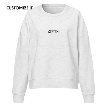 CUSTOM Your Text Varsity Font Embroidered Women’s Organic Sweatshirt