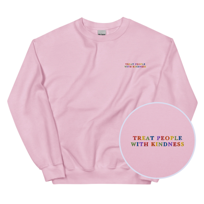 Treat People With Kindness Rainbow Embroidered Sweatshirt