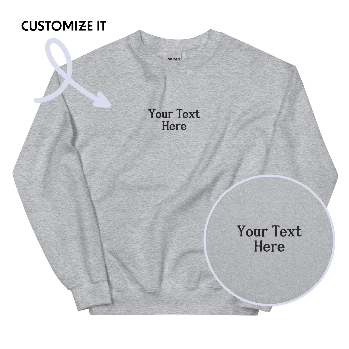 CUSTOM Your Text Serifed Embroidered Sweatshirt