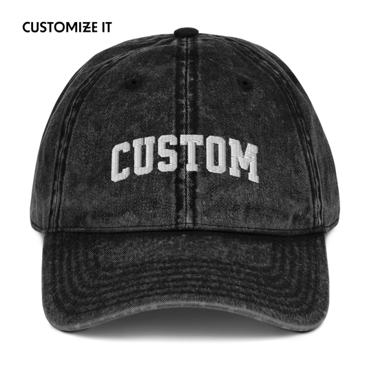 CUSTOM Your Text Varsity Embroidered Vintage Cap