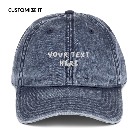 CUSTOM Your Text Playful Embroidered Vintage Cap