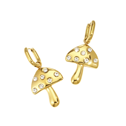 Rhinestones Shrooms Hoop Earrings