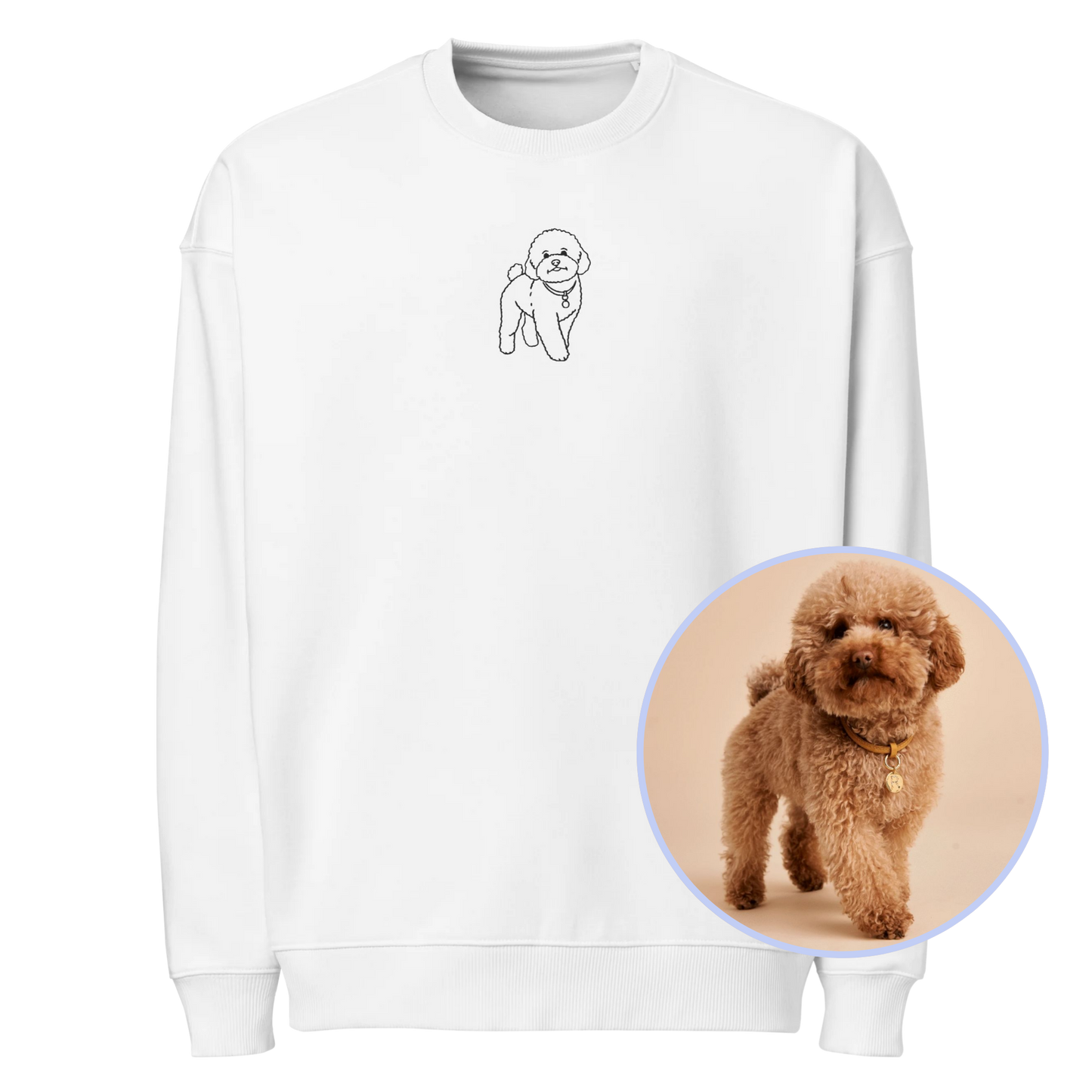 CUSTOM YOUR PET Portrait Embroidered Organic Oversized Sweatshirt