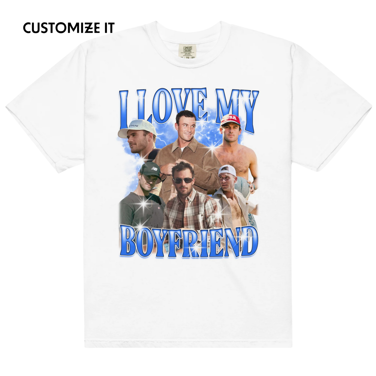 CUSTOM I Love My Boyfriend Photo Bootleg T-Shirt