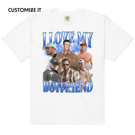 CUSTOM I Love My Boyfriend Photo Bootleg T-Shirt