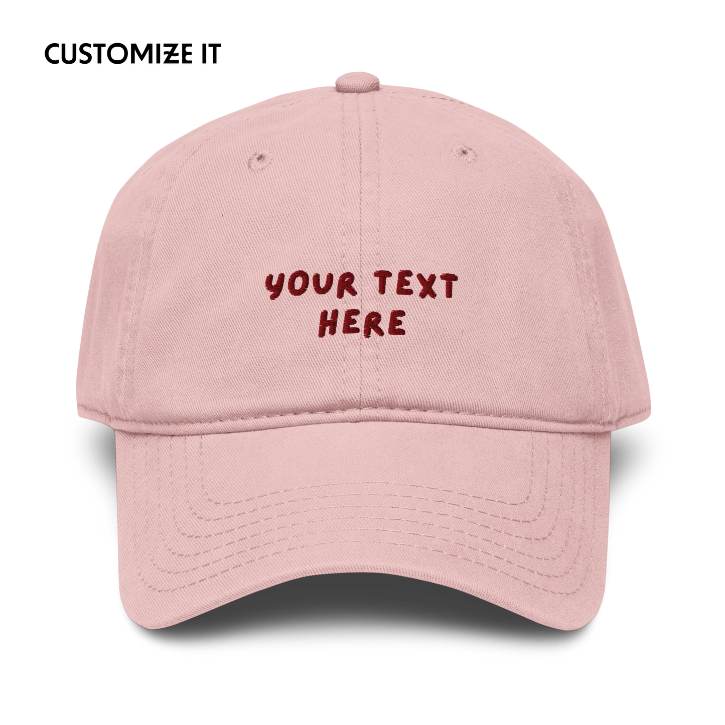 CUSTOM Your Text Playful Embroidered Vintage Wash Baseball Cap