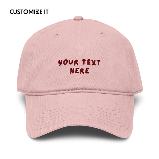 CUSTOM Your Text Playful Embroidered Vintage Wash Baseball Cap