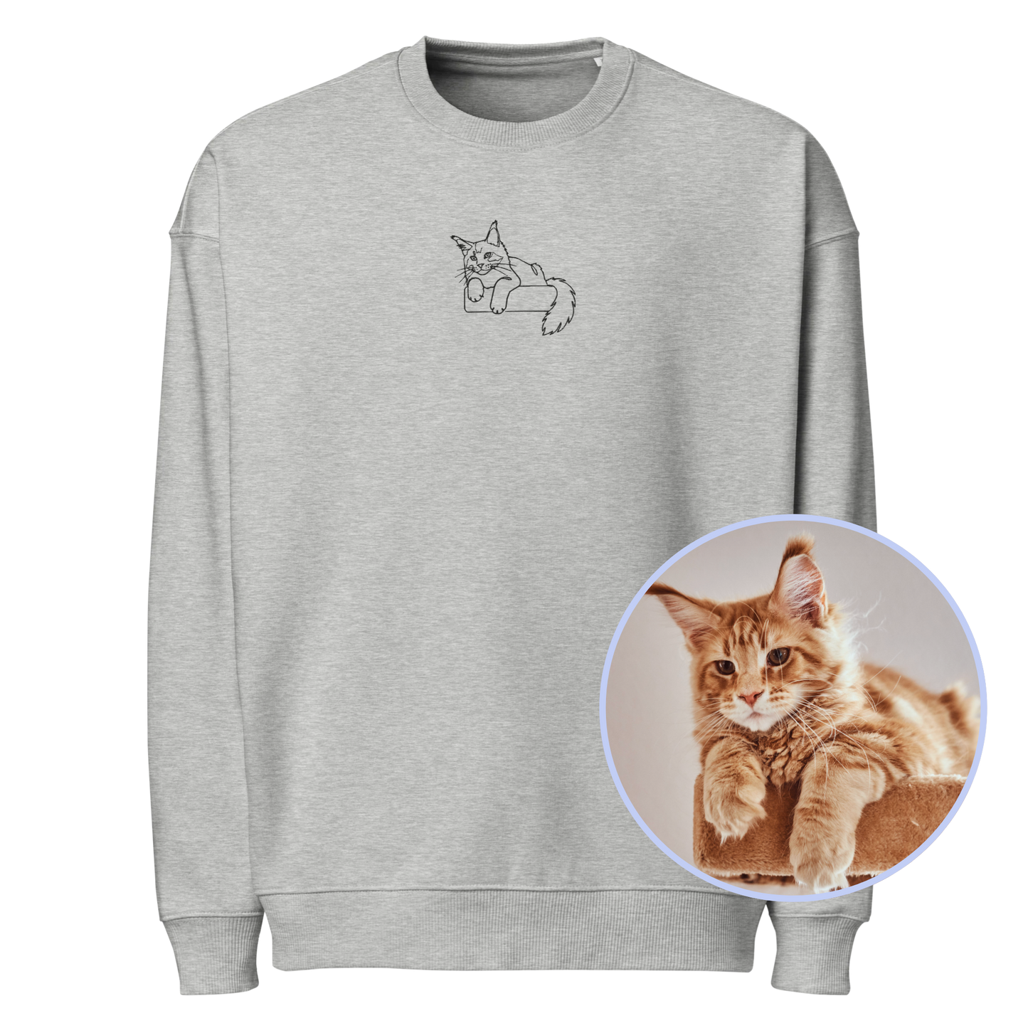 CUSTOM YOUR PET Portrait Embroidered Organic Oversized Sweatshirt