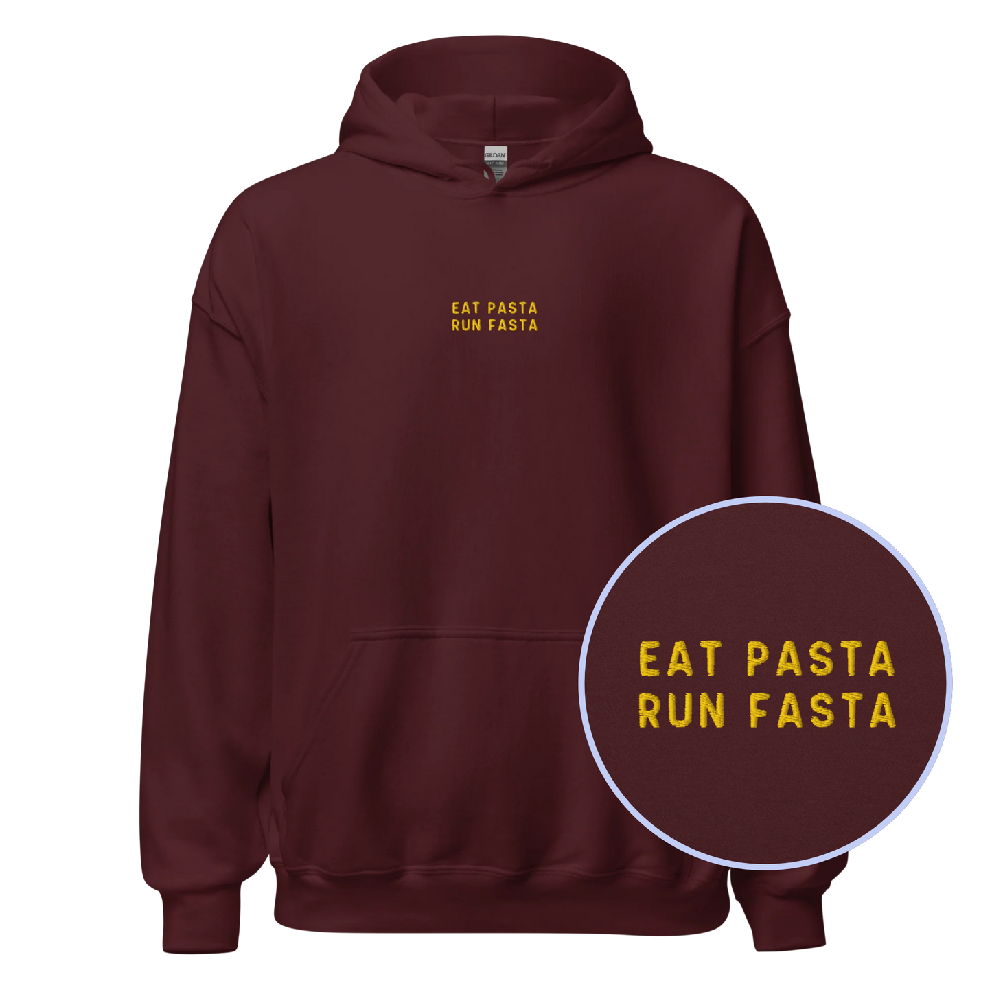 Eat Pasta Run Fasta Embroidered Hoodie