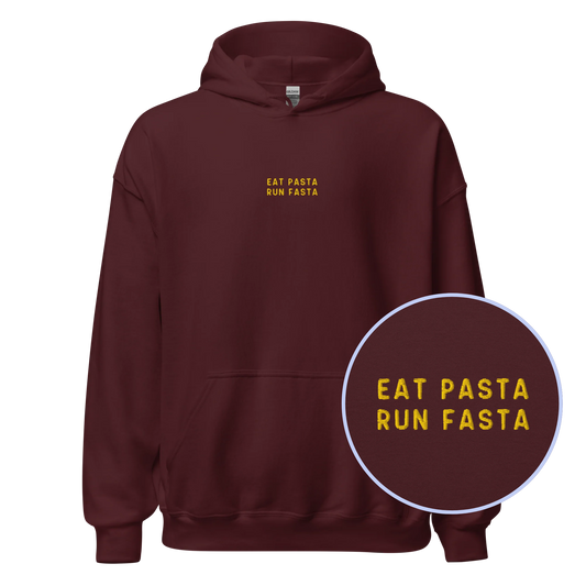 Eat Pasta Run Fasta Embroidered Hoodie