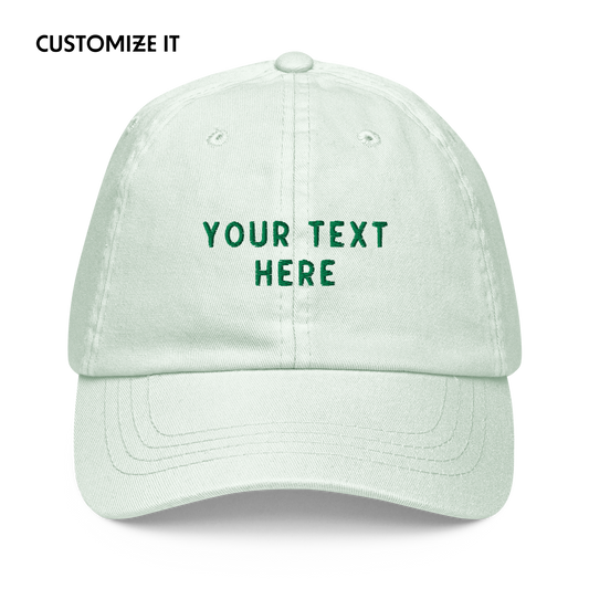 CUSTOM Your Text Embroidered Pastel Baseball Cap