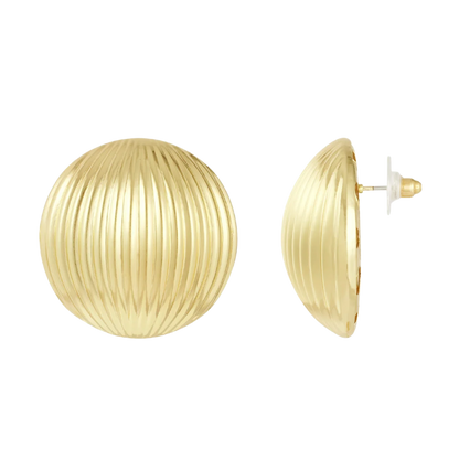 Ridged Maxi Circle Stud Earrings