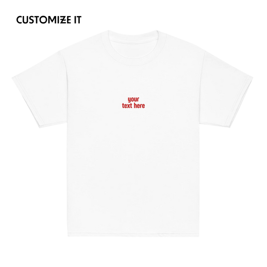 CUSTOM Your Red Text Embroidered Baby Tee