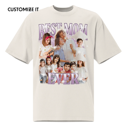 CUSTOM Best Mom Ever Photo Bootleg Oversized Faded T-Shirt
