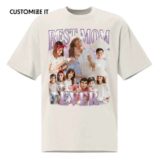 CUSTOM Best Mom Ever Photo Bootleg Oversized Faded T-Shirt