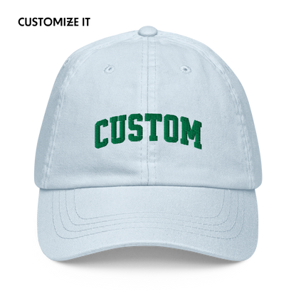 CUSTOM Your Text Varsity Embroidered Pastel Baseball Cap