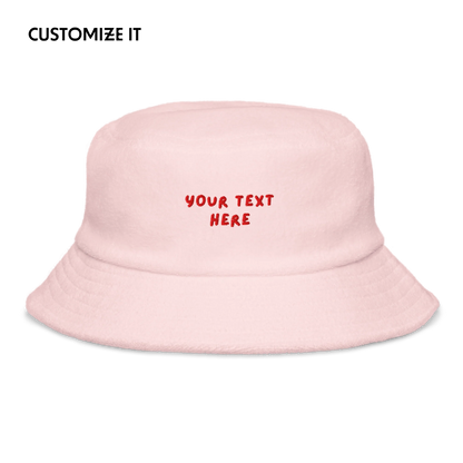 CUSTOM Your Text Playful Embroidered Terry Bucket Hat