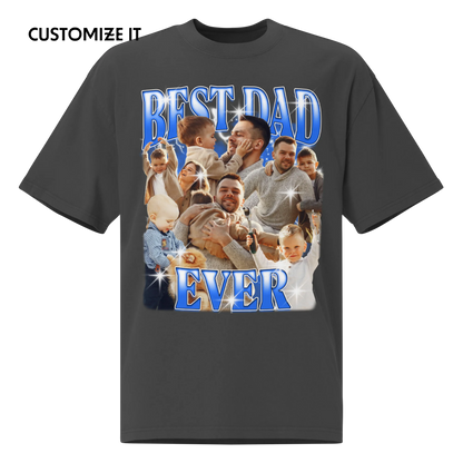 CUSTOM Best Dad Ever Photo Bootleg Oversized Faded T-Shirt