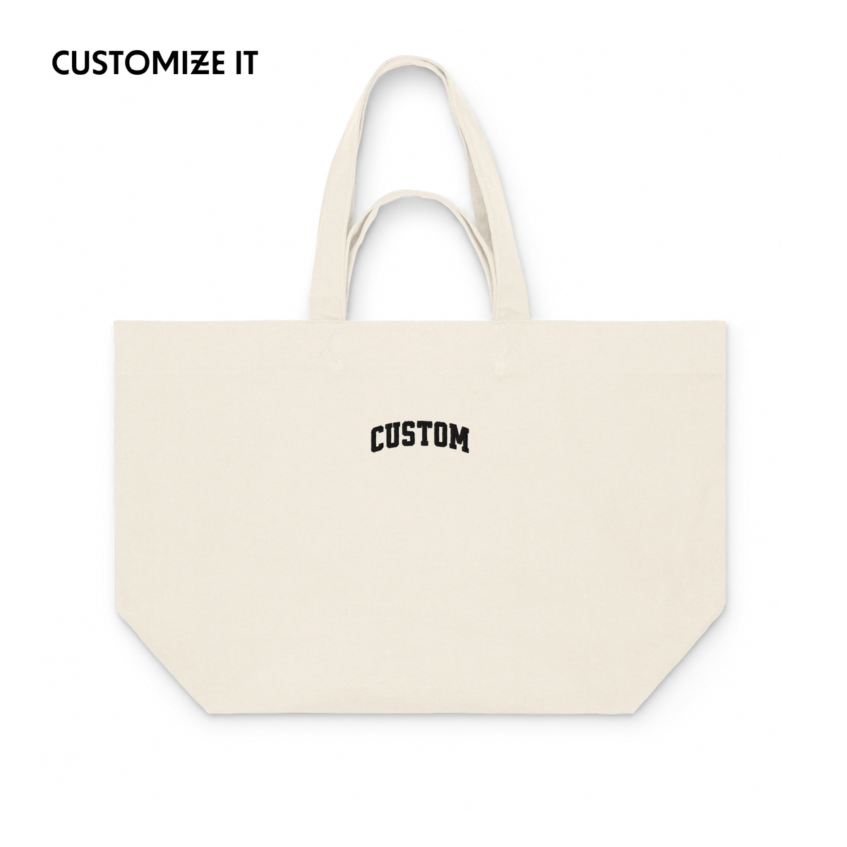CUSTOM Your Text Varsity Font Embroidered Heavyweight Shopper Bag