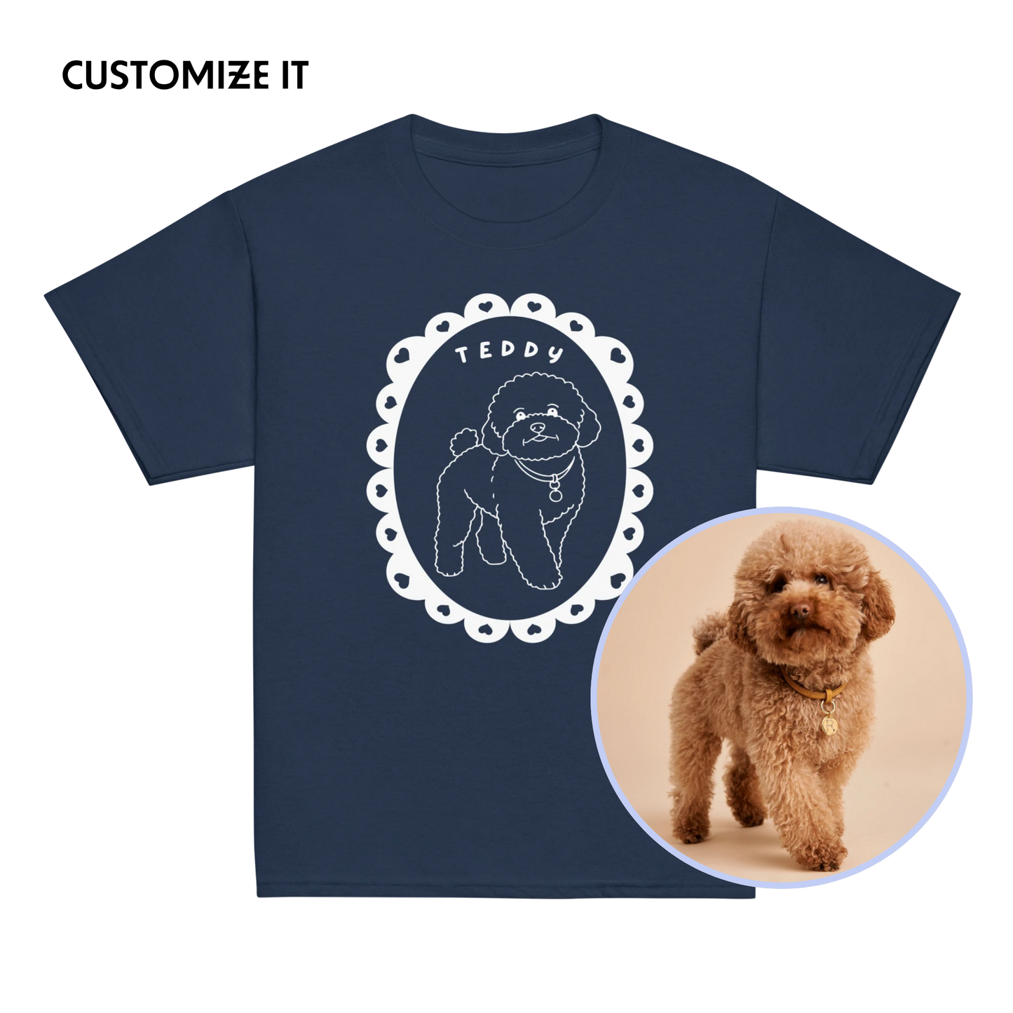 CUSTOM Pet Portrait Heart Frame Baby Tee