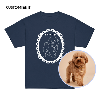 CUSTOM Pet Portrait Heart Frame Baby Tee