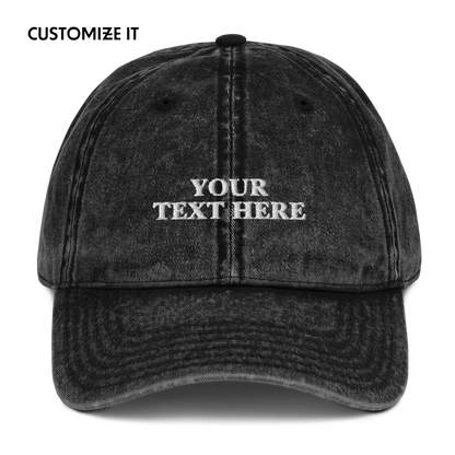 CUSTOM Your Text Embroidered Vintage Cap