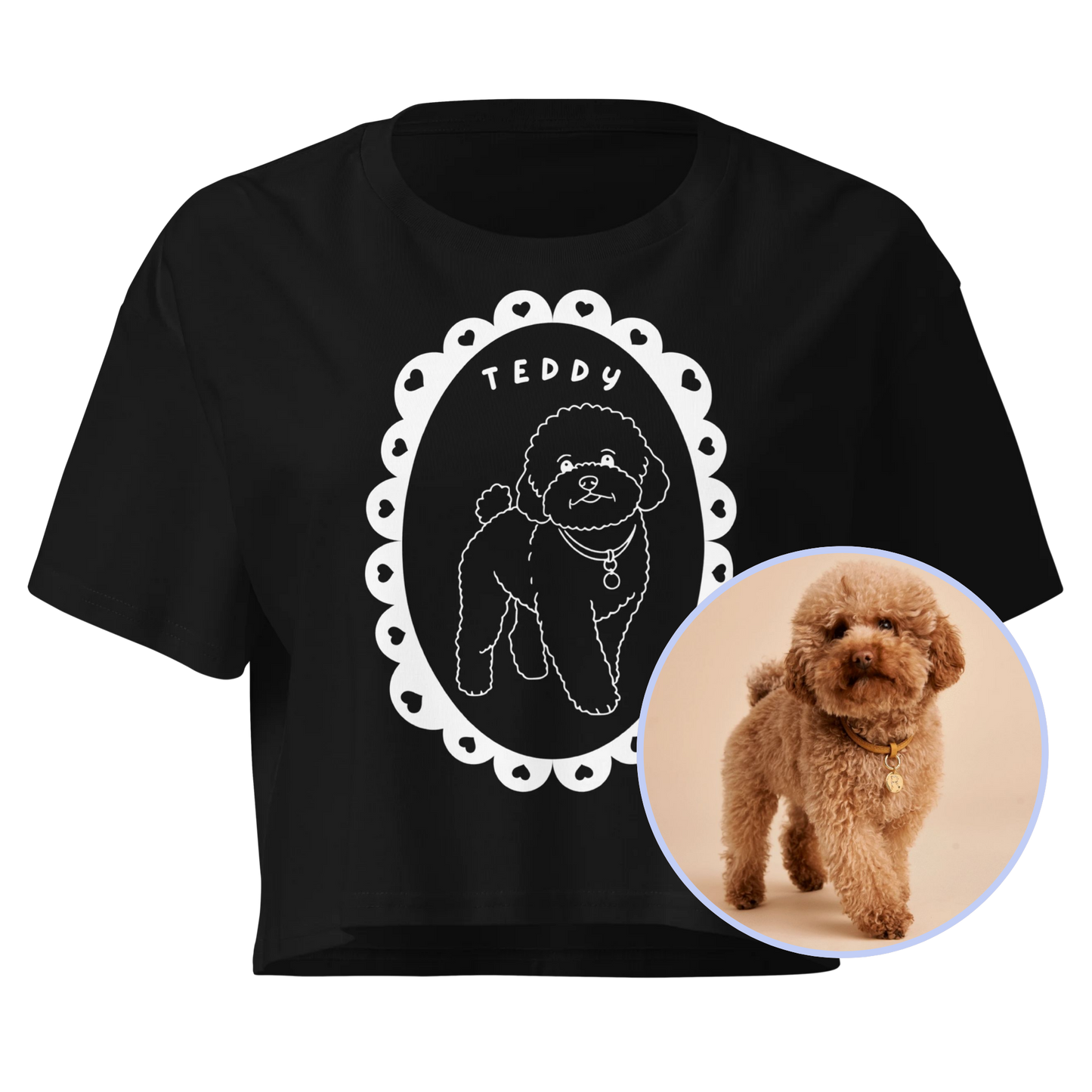 CUSTOM Pet Portrait Heart Frame Crop Tee