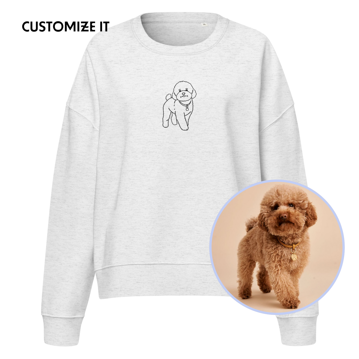 CUSTOM YOUR PET Portrait Embroidered Women’s Organic Sweatshirt