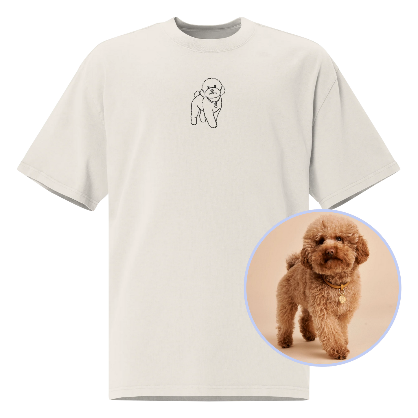 CUSTOM YOUR PET Portrait Embroidered Oversized Faded T-Shirt