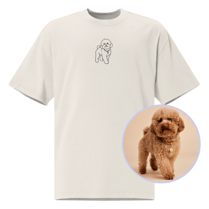 CUSTOM YOUR PET Portrait Embroidered Oversized Faded T-Shirt
