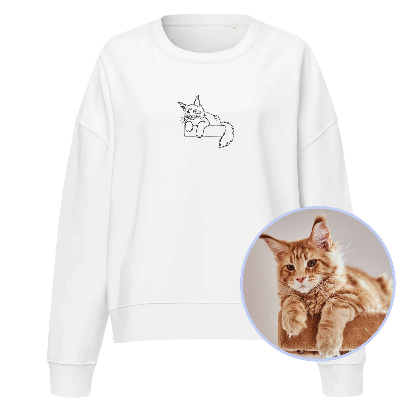 CUSTOM YOUR PET Portrait Embroidered Women’s Organic Sweatshirt