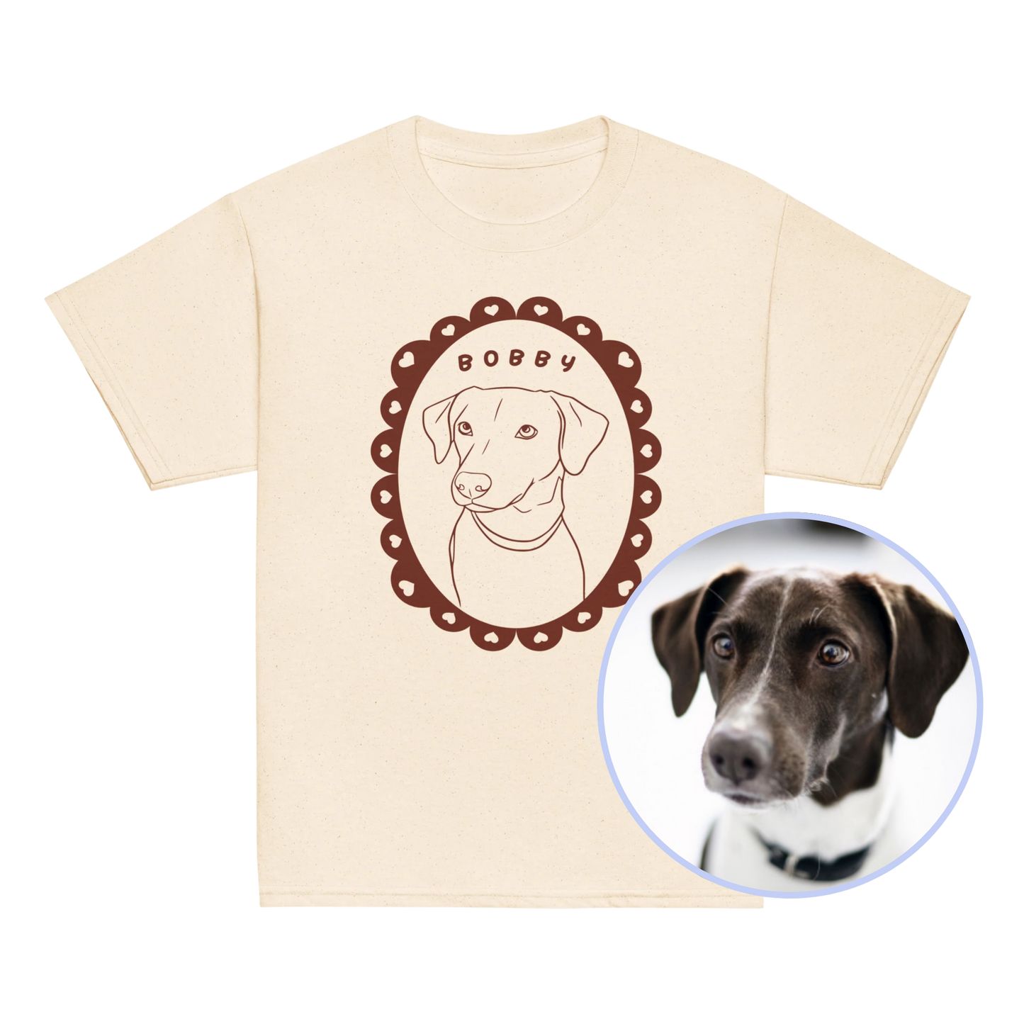 CUSTOM Pet Portrait Heart Frame Baby Tee