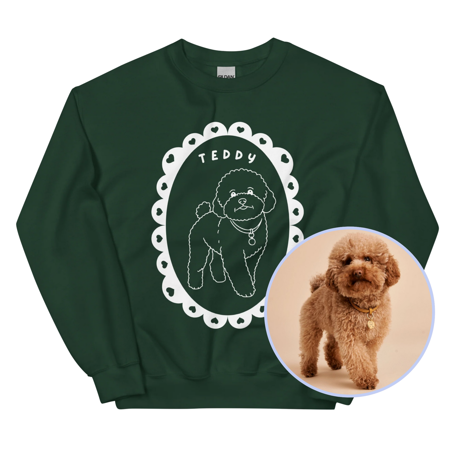 CUSTOM Pet Portrait Heart Frame Sweatshirt