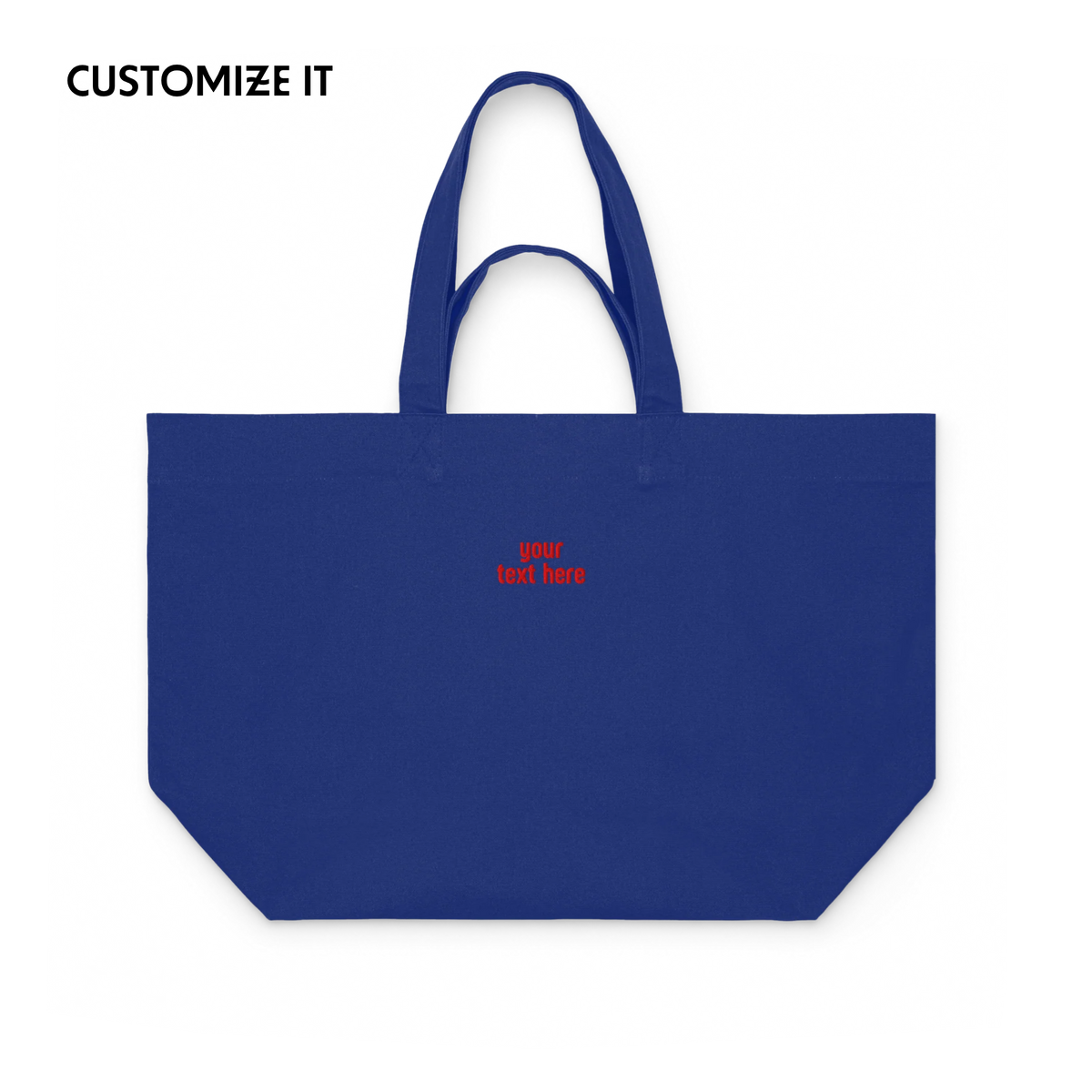 CUSTOM Your Red Text Embroidered Heavyweight Shopper Bag