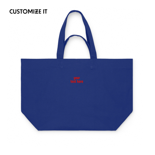 CUSTOM Your Red Text Embroidered Heavyweight Shopper Bag