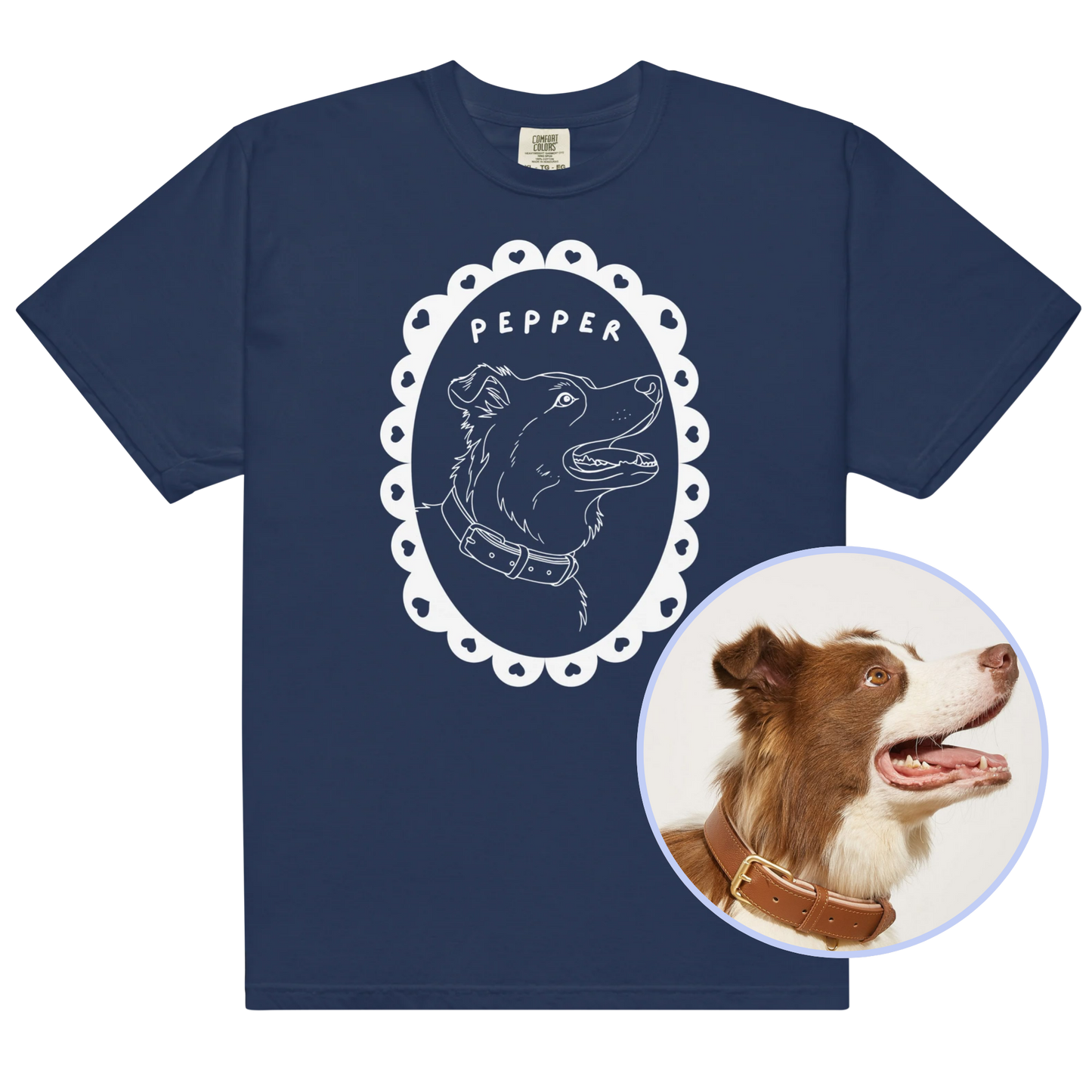 CUSTOM Pet Portrait Heart Frame Classic T-Shirt