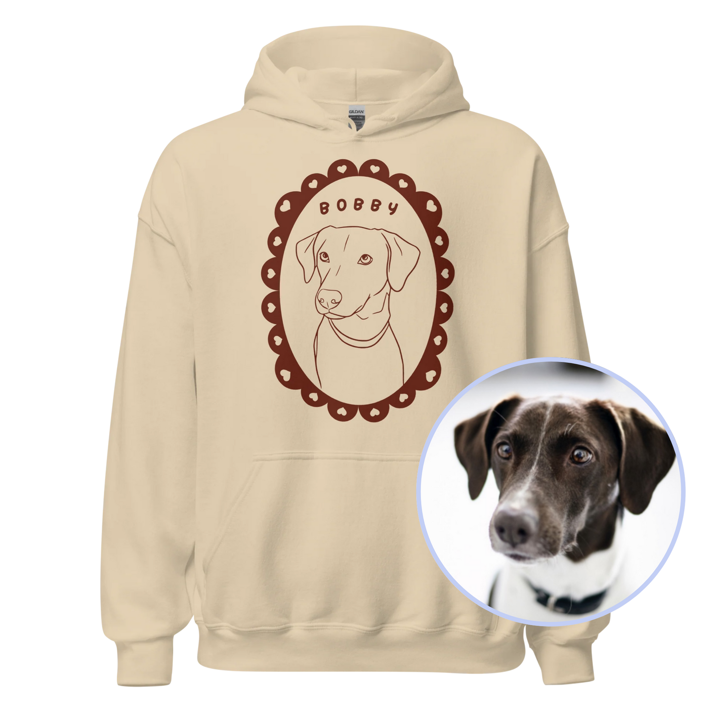 CUSTOM Pet Portrait Heart Frame Hoodie