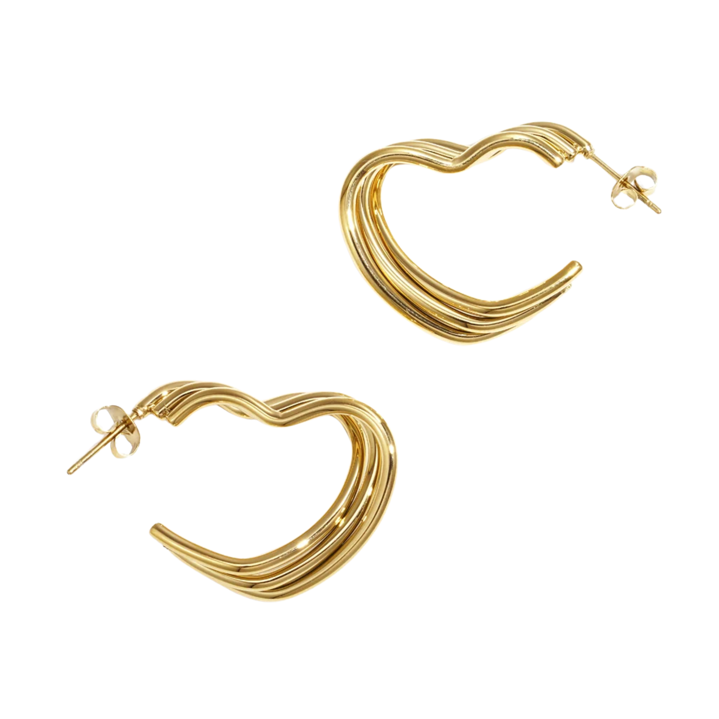 Triple Heart Hoop Earrings