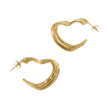 Triple Heart Hoop Earrings