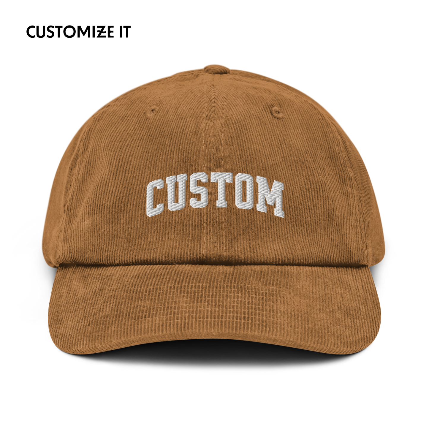 CUSTOM Your Text Varsity Embroidered Corduroy Cap